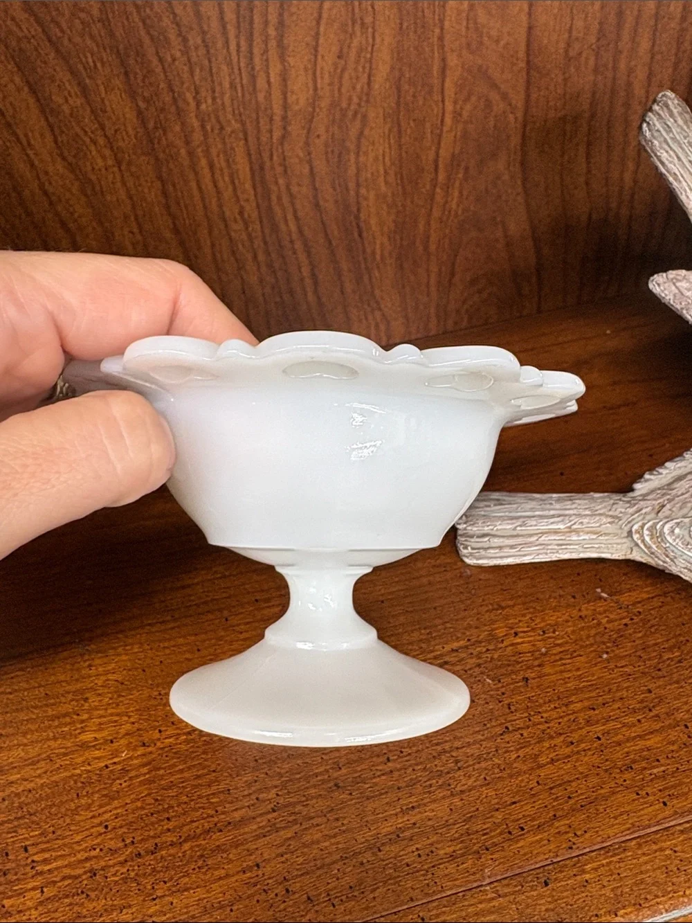 Anchor Hocking White Milk Glass Compote Pedestal Bowl